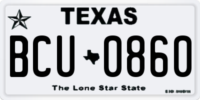 TX license plate BCU0860