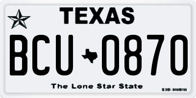 TX license plate BCU0870