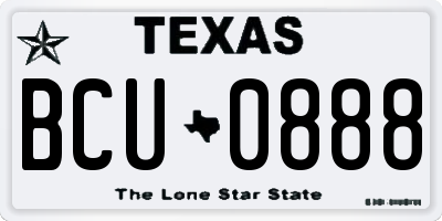 TX license plate BCU0888
