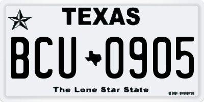 TX license plate BCU0905