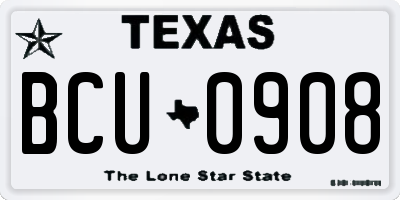TX license plate BCU0908