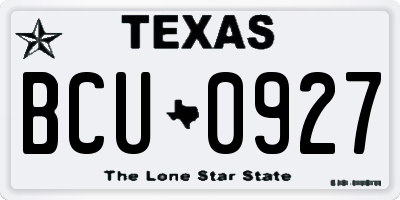 TX license plate BCU0927