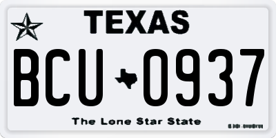 TX license plate BCU0937