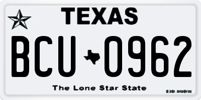 TX license plate BCU0962