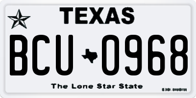 TX license plate BCU0968
