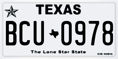 TX license plate BCU0978