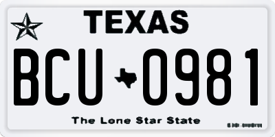 TX license plate BCU0981