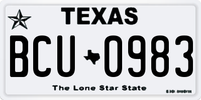 TX license plate BCU0983
