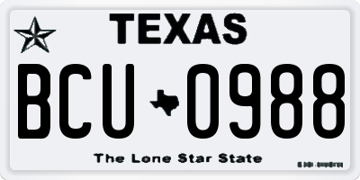 TX license plate BCU0988