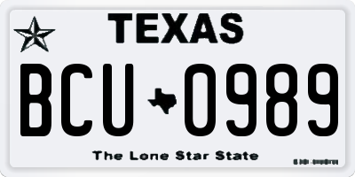TX license plate BCU0989