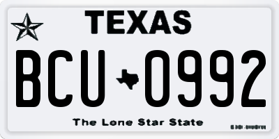 TX license plate BCU0992