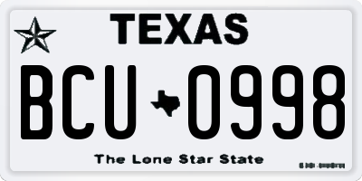 TX license plate BCU0998