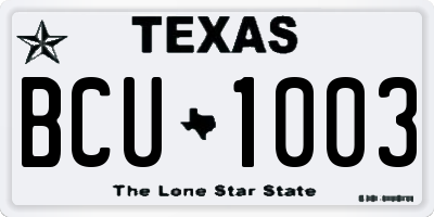 TX license plate BCU1003