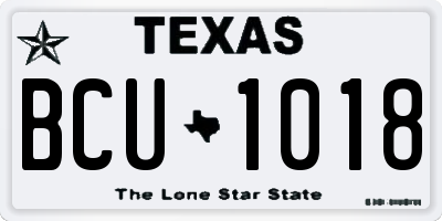 TX license plate BCU1018
