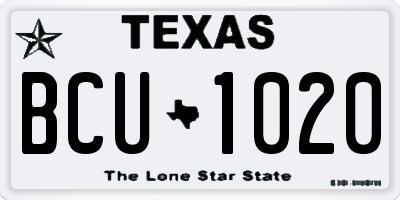 TX license plate BCU1020
