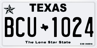 TX license plate BCU1024