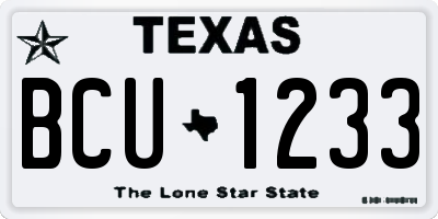 TX license plate BCU1233