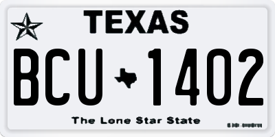 TX license plate BCU1402