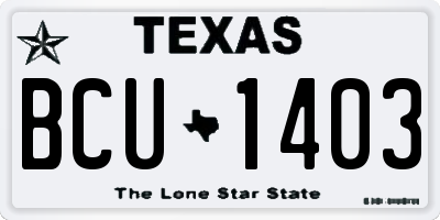 TX license plate BCU1403