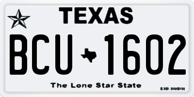 TX license plate BCU1602
