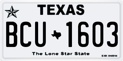 TX license plate BCU1603
