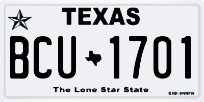TX license plate BCU1701