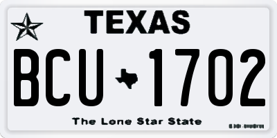 TX license plate BCU1702