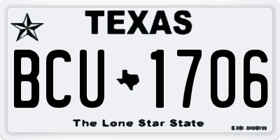 TX license plate BCU1706