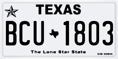 TX license plate BCU1803