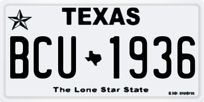 TX license plate BCU1936