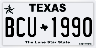 TX license plate BCU1990