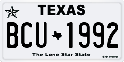 TX license plate BCU1992