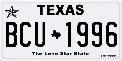 TX license plate BCU1996