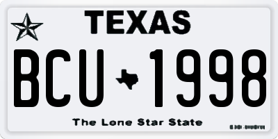 TX license plate BCU1998