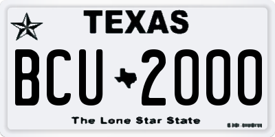 TX license plate BCU2000
