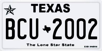 TX license plate BCU2002