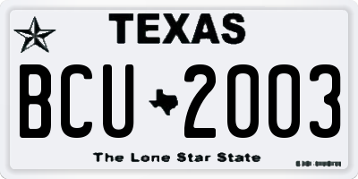 TX license plate BCU2003