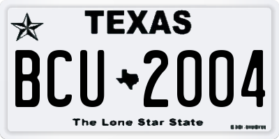 TX license plate BCU2004