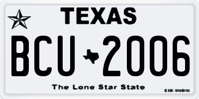 TX license plate BCU2006