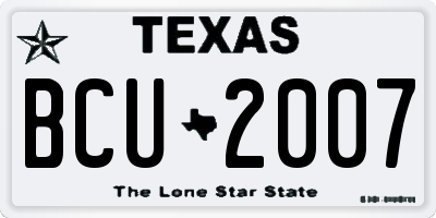 TX license plate BCU2007