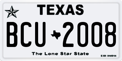 TX license plate BCU2008