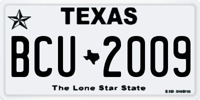 TX license plate BCU2009