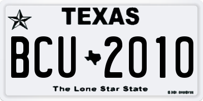 TX license plate BCU2010