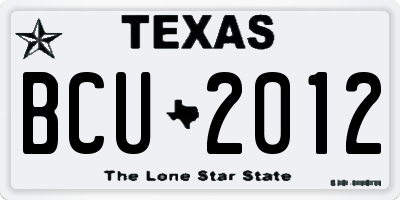 TX license plate BCU2012