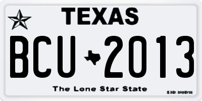 TX license plate BCU2013