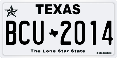 TX license plate BCU2014