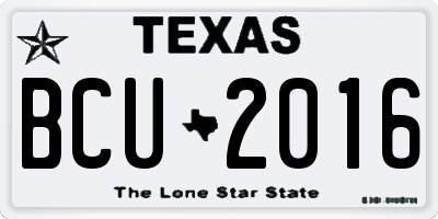 TX license plate BCU2016