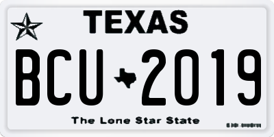 TX license plate BCU2019