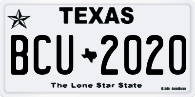 TX license plate BCU2020