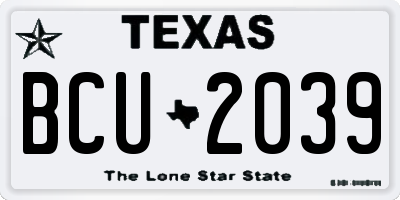 TX license plate BCU2039